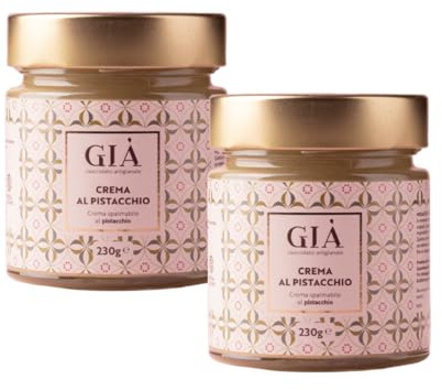 GIÀ Crema spalmabile al Pistacchio 2x 230g – Pistacchi Italiani, Senza Olio di Palma, Spalmabile Gourmet, Ideale per Merenda, Dolci e Farciture