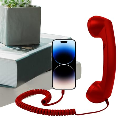 Type-C Retro Phone Adapter, Comfortable Home Supply with Microphone, Converts Cell Phone to Landline, Perfect for Office, Travel, Kitchen, Bedside, Bathroom, Desk, Living Room, School, Hospital, Easy