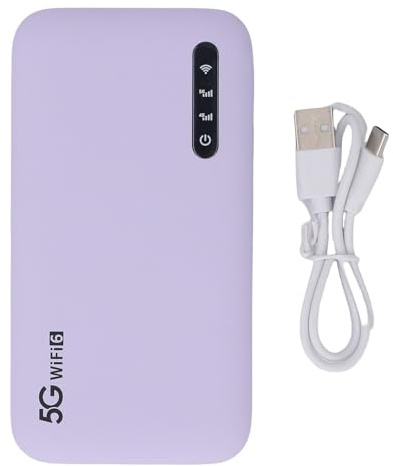 Hotspot mobile 5G, router WiFi6 ad alta velocità Hotspot da viaggio portatile con batteria da 6100 mAh, slot Nano SIM, supporta 16 dispositivi, viola
