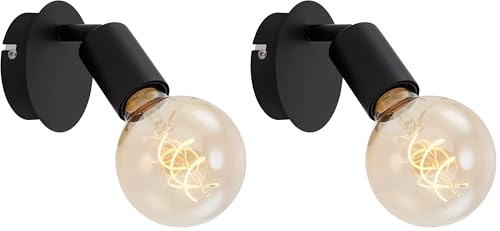 BRILONER - Wandleuchte Innen schwenkbar, Vintage, E27 Fassung, max. 60 Watt, Wandlampe innen, Wandstrahler, Wandlicht, Wandbeleuchtung, Schlafzimmer, Flurlampe, Wall Light, 10x8 cm, Schwarz