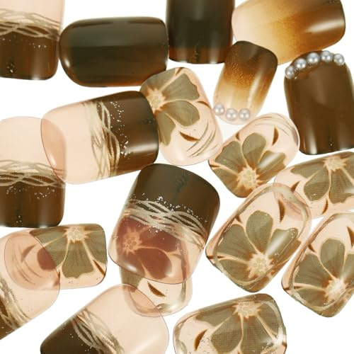 FOMIYES 1 Boîte Faux Ongles Press Fleur Brillants et Agate pour Manucure Fille Décoration DIY Retirables