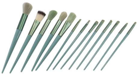 Riven Set de 13 brochas de maquillaje con bolsa de tela, brochas de maquillaje de viaje para base, polvos y corrector.