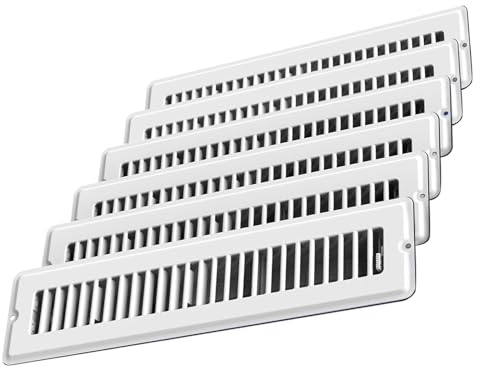 6 rejillas de ventilación de alta eficiencia a prueba de óxido, rejilla de suelo de metal con flujos de aire ajustables, aire inoxidable