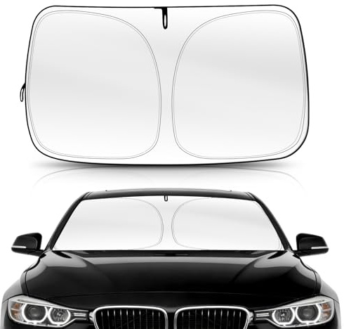 D-Lumina Parasol Coche Delantero, Plegable Parasol Coche (L-80x140cm) | Protección de Doble Capa Contra los Rayos UV y el Calor, Compatible con la Mayoría de los Vehículo