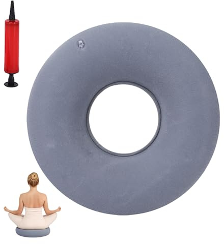 LgCiXli Anneau de siège orthopédique - Coussin d'assise hémorroïdes pour soulager la pression - Coussin de coccyx gonflable pour bureau et fauteuil roulant - Avec pompe à air - Coussin donut de 34 cm
