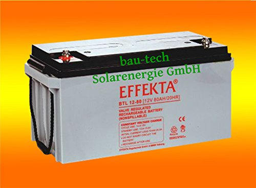 Effekta BTL 12-80 12V 80Amper AGM Solarbatterie für Solar Notstrom Caravan von bau-tech Solarenergie GmbH