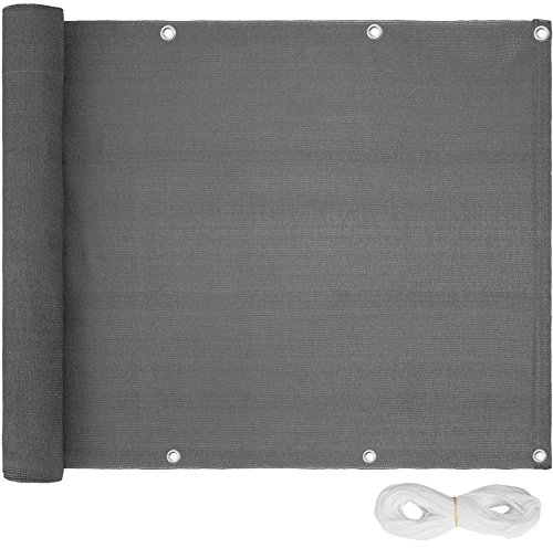 TecTake® Brise Vue Balcon Résistant aux intempéries et Hydrofuge Cache Vue Balcon et Terrasse Paravent Exterieur Pare Soleil Panneau occultant Exterieur Brise Vent - 5 m x 0.90 m - Gris