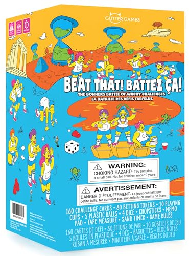 Gutter Games Beat That! Family Game Night Set - 160 Wacky Skill Challenges - Fun Party Activities for Kids and Adults - Interactive Group Game for Birthdays, Holidays, and Gatherings