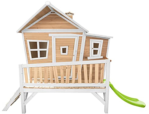 AXI Emma Playhouse, Playhouse for Kids Outdoor, lime green slide | Wooden Playhouse for the garden/outdoor in brown & green from FSC wood | Playhouse, Playhouse for Kids Outdoor