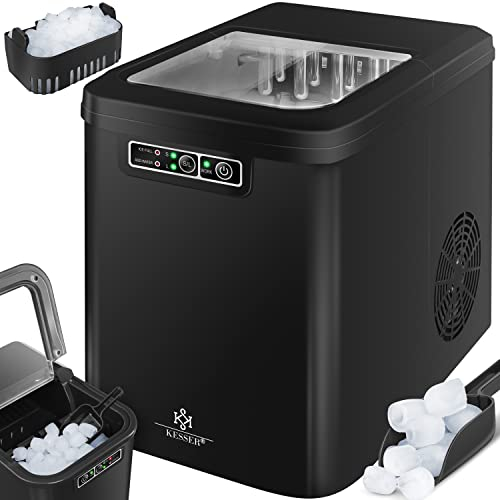 KESSER® Eiswürfelbereiter | Eiswürfelmaschine Edelstahl | Ice Maker | 12 in 24h | Zubereitung in 7 min | 2,2 Liter Wassertank | 2 Eiswürfel-Größen | LED-Display | Selbstreinigungsfunktion mit Zubehör