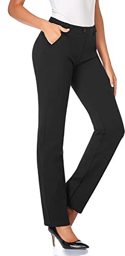 Tapata Femme 71cm/76cm/81cm/89cm Pantalon Stretch Droit avec Poches, Long/Regular/Petite pour Bureau Affaires Quotidien Noir Large 71cm