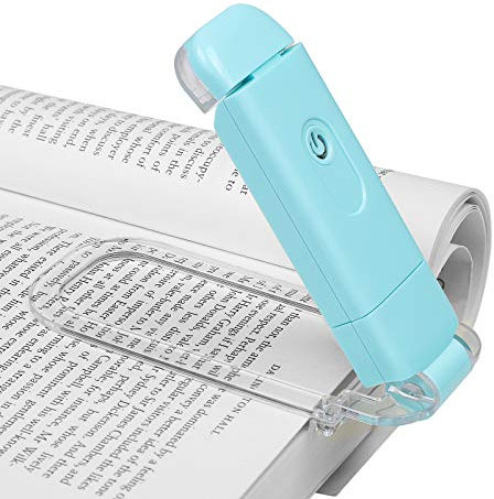 DEWENWILS Book Reading Light, Amber and Warm White Clip On LED with USB Rechargeable, 4 Brightness Adjustable for Kids, Bed, Bookworms(Blue)