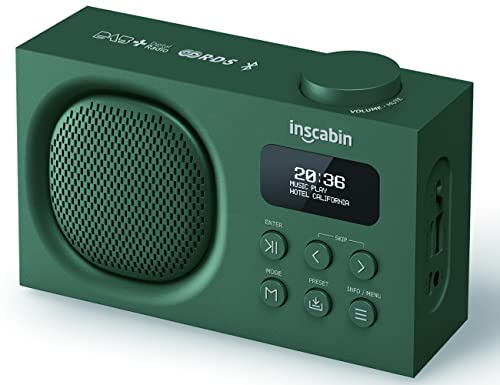Inscabin P2 Portable DAB/DAB + FM Radio digitale/Altoparlante wireless portatile con Bluetooth/Suono stereo/Design piacevole/Doppia sveglia(Green)