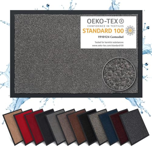 Carpet Diem Fußmatte Grau, 90x150 cm, rutschfeste Schmutzfangmatte | Fußmatte Eingangsbereich, Innen & außen, rutschfeste Türmatte, Schmutzfang Teppich für Haustür, Fußabtreter Qualität aus EU