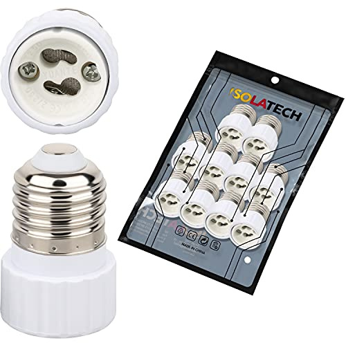 ISOLATECH 10x E27 adapter för GU10 lampsockel keramisk värmebeständig | Max. 250V/2A, LED omvandlare, för energisparlampor och glödlampor, för badrum, takinstallation och kök