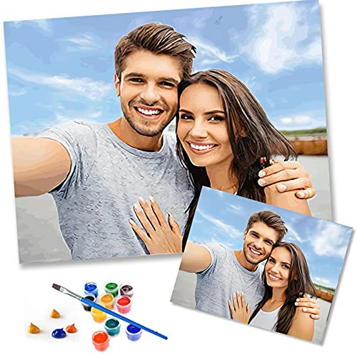 Lehaha Personalisierte Foto Malen Nach Zahlen Eigenes Bild Für Erwachsene Kinder Benutzerdefinierte Machen Sie Ihre Foto Geschenke für Malsets für Haustiere und Porträts-40x50cm(Mit Rahmen)