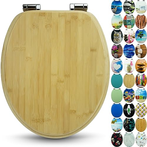 SANFINO® Bambus WC Sitz mit Absenkautomatik, edle Holz-Optik und hochwertige Qualität, hoher Sitzkomfort aus nachhaltigem Echtholz, einfache Montage inkl. Montageanleitung – Brown