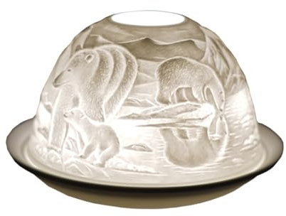 Cello Photophore en porcelaine Lithophane - Motif ours polaire - Convient pour bougies chauffe-plat parfumer - Gobelets parfumés et bases de lumière LED - Superbe image lumineuse