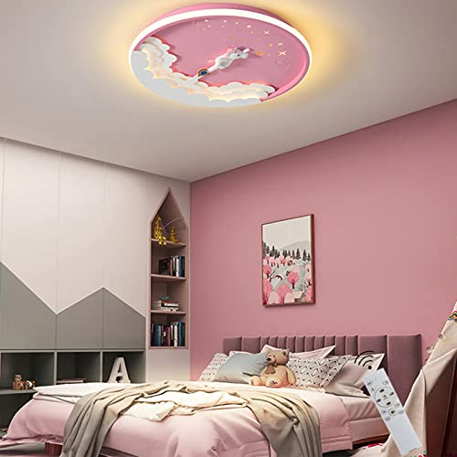 LED Deckenleuchte Kinderzimmer Mädche/Junge, Dimmbar mit Fernbedienung, Cartoon Stil Deckenlampe, Nachtlichtmodus, Rund Kinderzimmerlampe, 72W 3000K-6000K 3800 LM, 50 CM, für Schlafzimmer Wohnzimmer