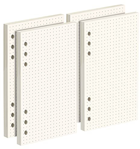 FANDAMEI 180 Blätter A6 Papier Gepunktet, 6 Löcher Nachfüllpapier Nachfüllbare Refill Paper Nachfülleinlagen,Geeignet für Personal Size, für Notizbuch, Tagbuch, Skizze, Malerei