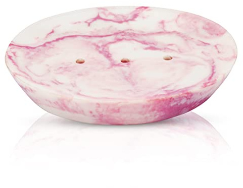 Ajuny Handicrafts dränerings-tvålskål, premium hartstvålhållare, tvålräddare för dusch, badrum, kök, badkar, enkel rengöring med lite vatten, förlänger tvålens livslängd (rosa)