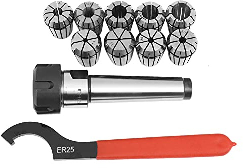 Ghulumn 9Pcs Er25 Spring Collets+1Pcs Mt3 M12 Er25 Collet Chuck Morse Taper Holder for Milling Lathe
