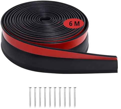 Poweka Universal Garage Door Seal Top and Sides, Multipurpose Garage Door Sealing Tape (20Ft/6M, Black)