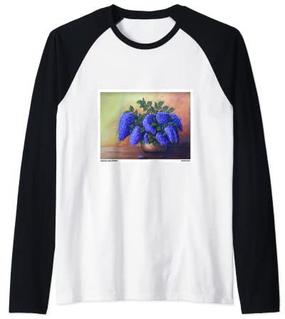 Peinture florale en jacinthe de raisin et pervenche Manche Raglan