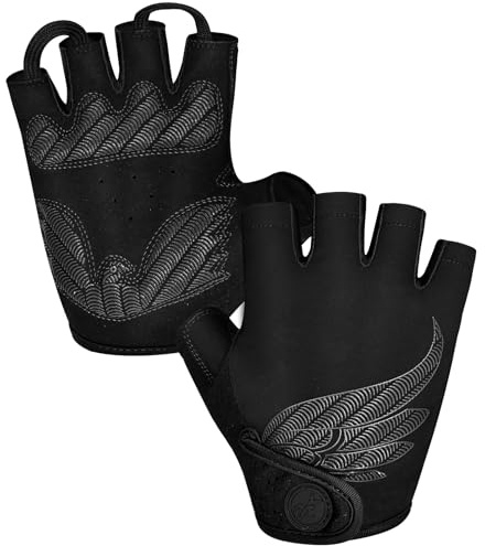 MOREOK Cycling Gloves Bike Gloves for Men/Women-[5MM Gel Pad] Half Finger Bicycle Biking Gloves for Cycling/Weight Lifting/Gym/Motorcycle/Rowing/Outdoor Sports-128-BALCK-S