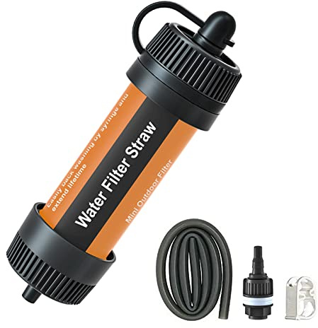 Lixada Wasserfilter Strohhalm Outdoor Tragbarer Wasserreiniger Überlebensausrüstung für Camping Wandern Rucksackreisen Notfallvorsorge