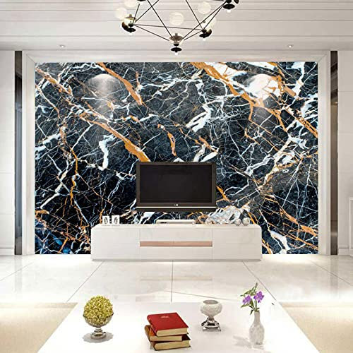 Vlies Fototapete Textur aus schwarzem Marmor 3D Effekt Vlies Tapeten Wandtapete XXL Moderne Wanddeko Wohnzimmer Schlafzimmer Büro Flur 400 cm B x280 cm H