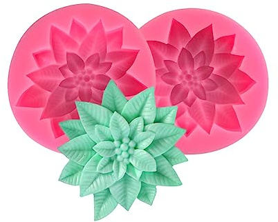 2 stampi in silicone 3D a forma di foglia di agrifoglio, stampi per cioccolato, stampi riutilizzabili per glassa, argilla, caramelle, decorazioni per torte, gelatine, pasta di zucchero, biscotti