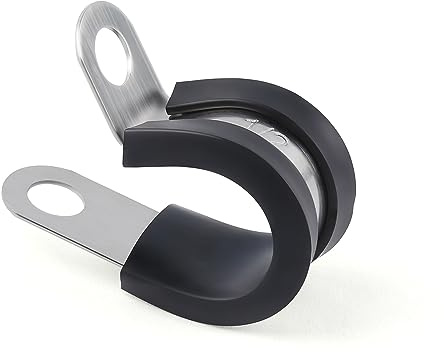 Flytuo 13mm Cable Clamp 20 Pack - 304 Stainless Steel Rubber Cushion Insulated Pipe Clamps, Metal Clamp, Cable Holder, Tube Clamps for Pipe or Wire Management(13mm/0.5'')