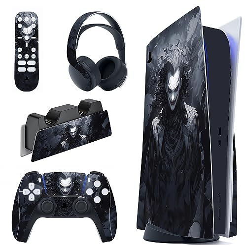 playvital Autocollant Skin pour ps5 Manette-Clown Sombre | Sticker pour ps5 Console Disc Edition & Station de Charge & Casque & Télécommande