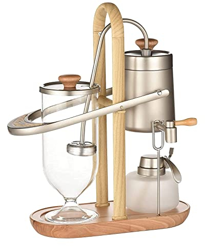HWSY Cafetera con sifón de Equilibrio de Lujo, máquina de café con Molinillo Sentado con Mango en U, para café expreso Suave/Suave, Acero Inoxidable Esmerilado Negro Interesting