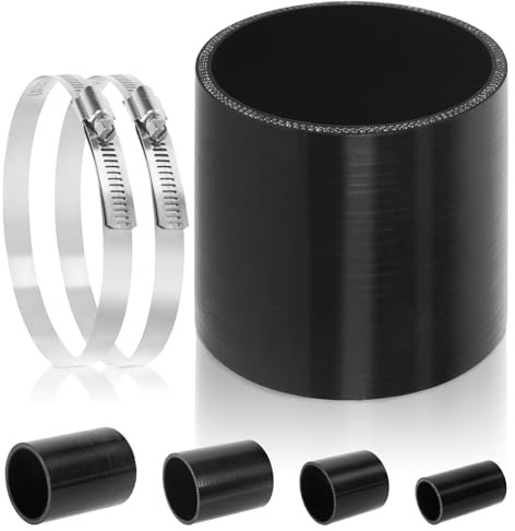 Glarks 100mm (4 pulgadas) DI Conector Recto de Manguera de Silicona de 100mm (4 pulgadas) de Longitud Reforzada de 4 Capas de Alto Rendimiento con 2 Piezas de Abrazadera de Pernos en T de Acero