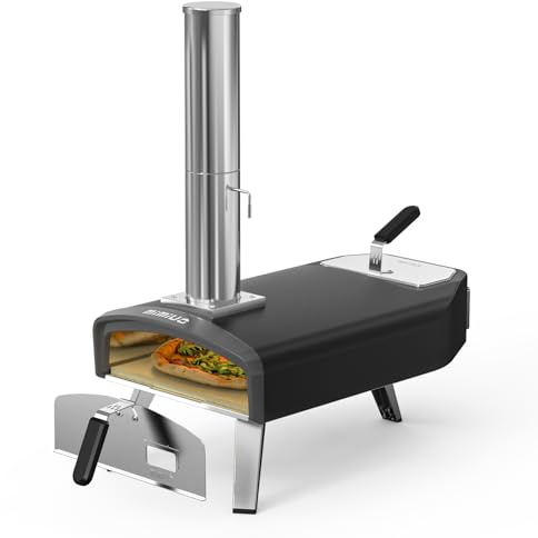 Mimiuo Four à pizza d'extérieur de 30,5 cm - Four à pizza au charbon de bois avec pierre à pizza carrée, réchaud à pizza portable pour l'extérieur, le jardin, le camping, les pique-niques