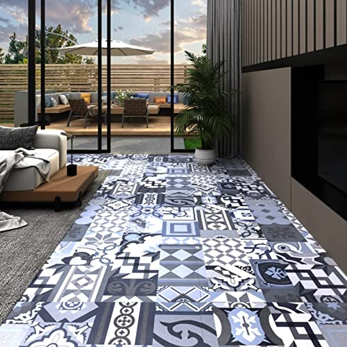 CIADAZ PVC-Fliesen Selbstklebend 20 STK Klebefliesen, PVC Bodenbelag, Bodenfliesen Selbstklebend, Selbstklebende Fliesen, PVC Boden, 1,86 m² Buntes Muster