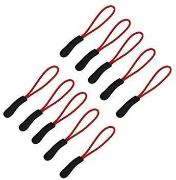 10 tiranti rossi per cerniera, cordini scorrevoli per cerniera, etichette per cerniera, estensioni per zip, sostituzione zip, ciondolo con cerniera, passanti per cerniera, ganci per zaino