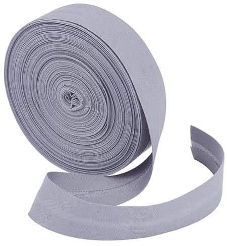 Benecreat 10 m enkelt vikta snedband, 18 mm brett ljusgrått halvband av polycotton, fållband för sömnad av gör-det-själv-kläder, sömnad, rörledningar, quiltning