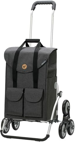 Andersen Einkaufstrolley - klappbar - 54 Liter - Treppensteiger | Aufhängung für Einkaufswagen - belastbar 50 kg - Aluminium - Trolley - Rad Ø 3 x 13 cm - Royal Shopper Jacob anthrazit