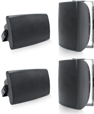 Herdio Altoparlanti Bluetooth da 16,5 cm, 800 W, con cavo, impermeabili, con amplificatore multifunzionale, montaggio a parete, per patio, casa, piscina, terrazza, cortile (2 paia, nero)