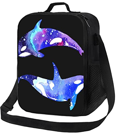 Orca Killer Whale - Lonchera aislada para mujer y hombre, reutilizable, con cremallera, adecuada para el trabajo, escuela, picnic, camping