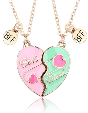 Pwsap BFF Halskette für 2 Mädchen, Freundschaft Herz Anhänger Ketten, Best Friends Passende Magnetische Halsketten, Beste Freunde Schmuck Geschenke für Kinder Mutter Schwestern Nichten Freunde
