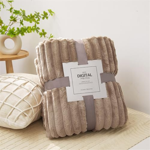 DOTBUY-SHOP Couverture Épaississante en Flanelle, Plaid Polaire, Douce et Confortable Microfibre, Jeté de Canapé pour Adultes et Enfants (70x100cm, Camel)