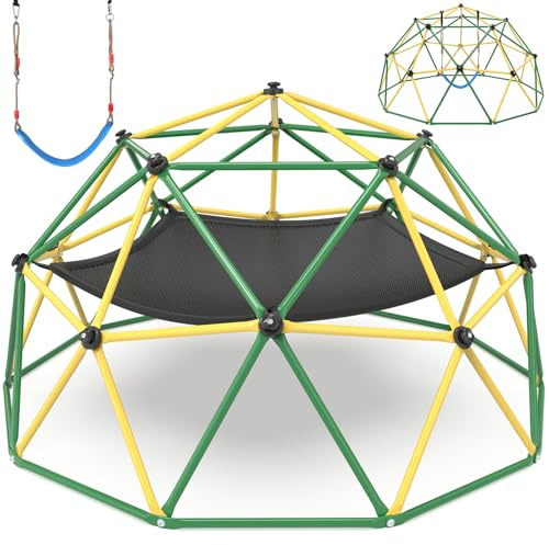 Amictoy Climbing Dome, 10FT Climber with Hammock & Swing, Jungle Gym Backyard for Kids, 2025 Upgraded Model Indoor Outdoor Toddler Play Equipment, Easy Assembly, Safety Certified