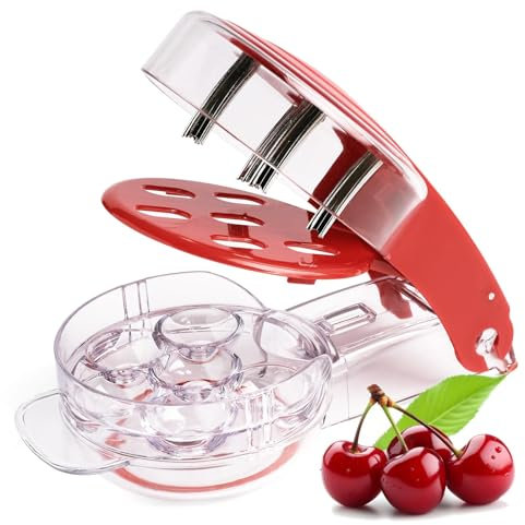 Cherry Pitter - Multiple Cherry Stoner Remover with Stainless Steel Rod Pits and Juice Container Fruit Tools, Olive Pitter/Cherry Pip Remover/Dates pitting Device