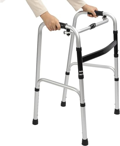Klappbarer Gehwagen mit Rädern, höhenverstellbarer tragbarer Gehwagen, medizinischer Gehwagen aus Aluminiumlegierung, Rollator für Erwachsene, Senioren und ältere Menschen