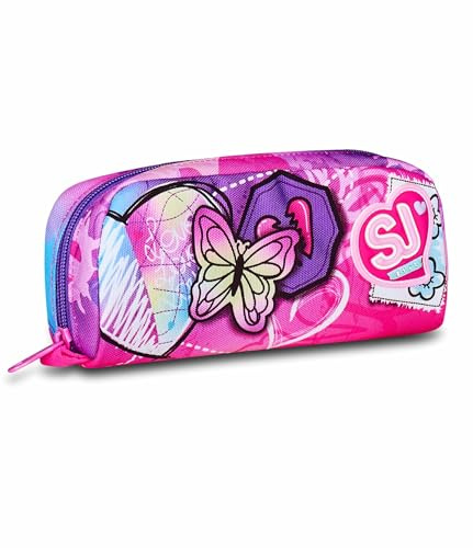 SJ GANG STYLE JAM GANG Pennhållare för skola, fuchsia med ett fack för pennor, tillbehör ryggsäck, grundskola, flicka