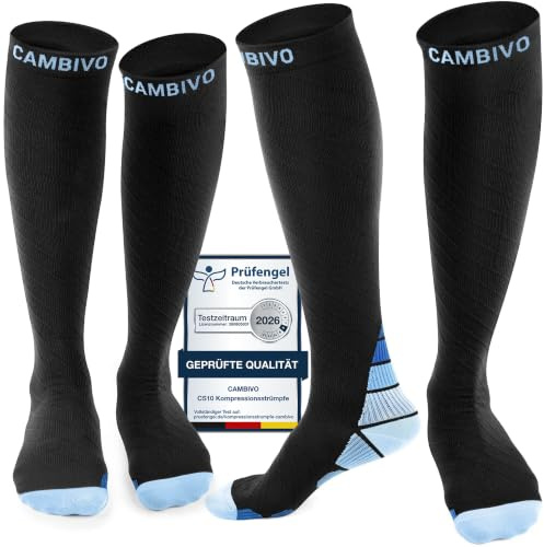 CAMBIVO Kompressionsstrümpfe Damen und Herren 2 Paar, Kompressionssocken Stützstrümpfe für Laufen, Sport, Flug, Reise, Radsport